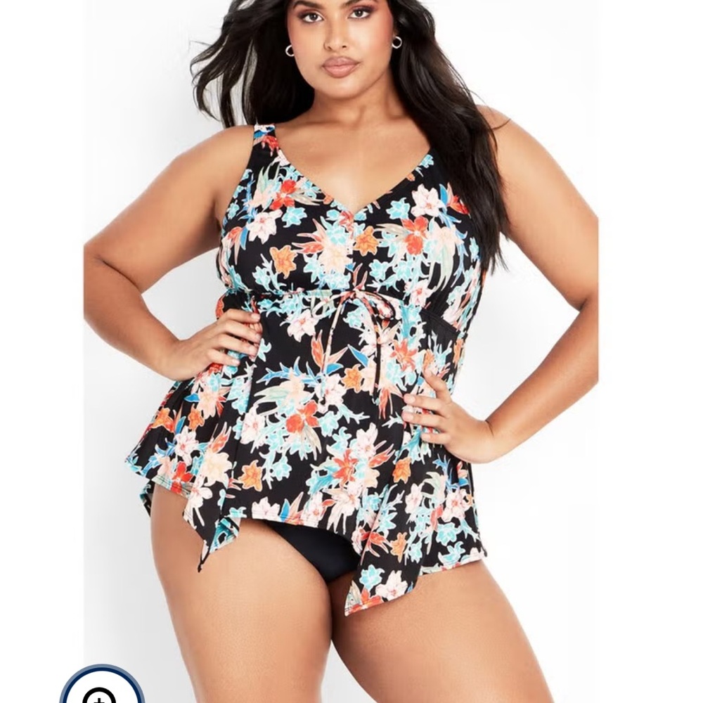 Swimsuits For All Black and Orange Tankini Top PLUS SIZE